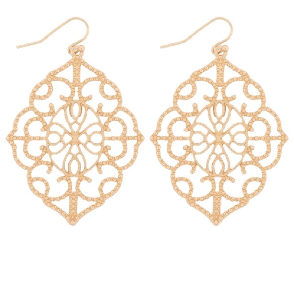 Matte Gold Moroccan Inspired Filigree - Picture 2 of 3